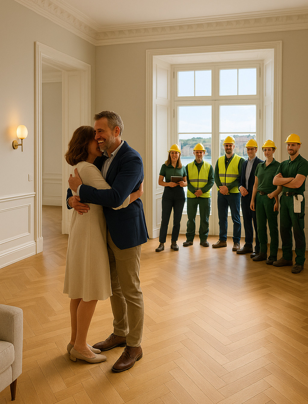 Glada kunder i nyrenoverad lägenhet